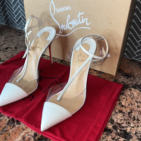 SOLD - 💯BRAND NEW - AUTHENTIC CHRISTIAN LOUBOUTIN LATTE / TRANSPARENT HEELS - Picture 2 of 8